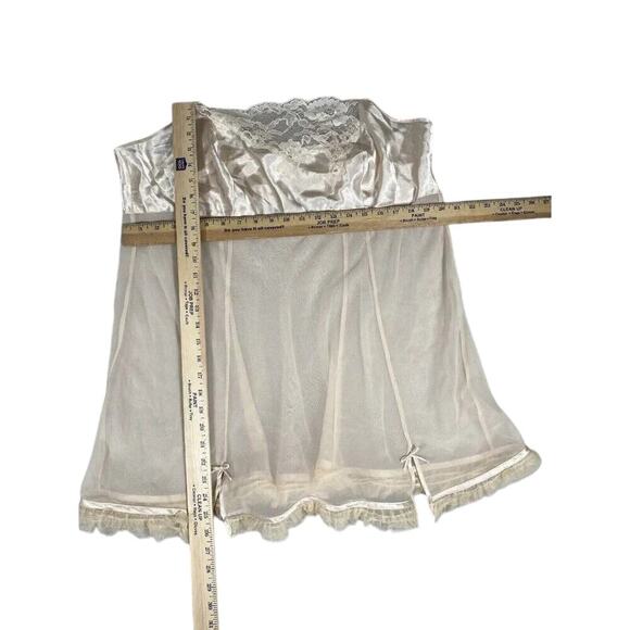 Cacique Lane Bryant Lingerie Babydoll Slip Dress 18/20 Sheer Satin Lace Ivory - Picture 9 of 11
